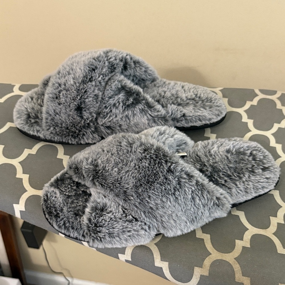 Target Gray Fuzzy Slippers